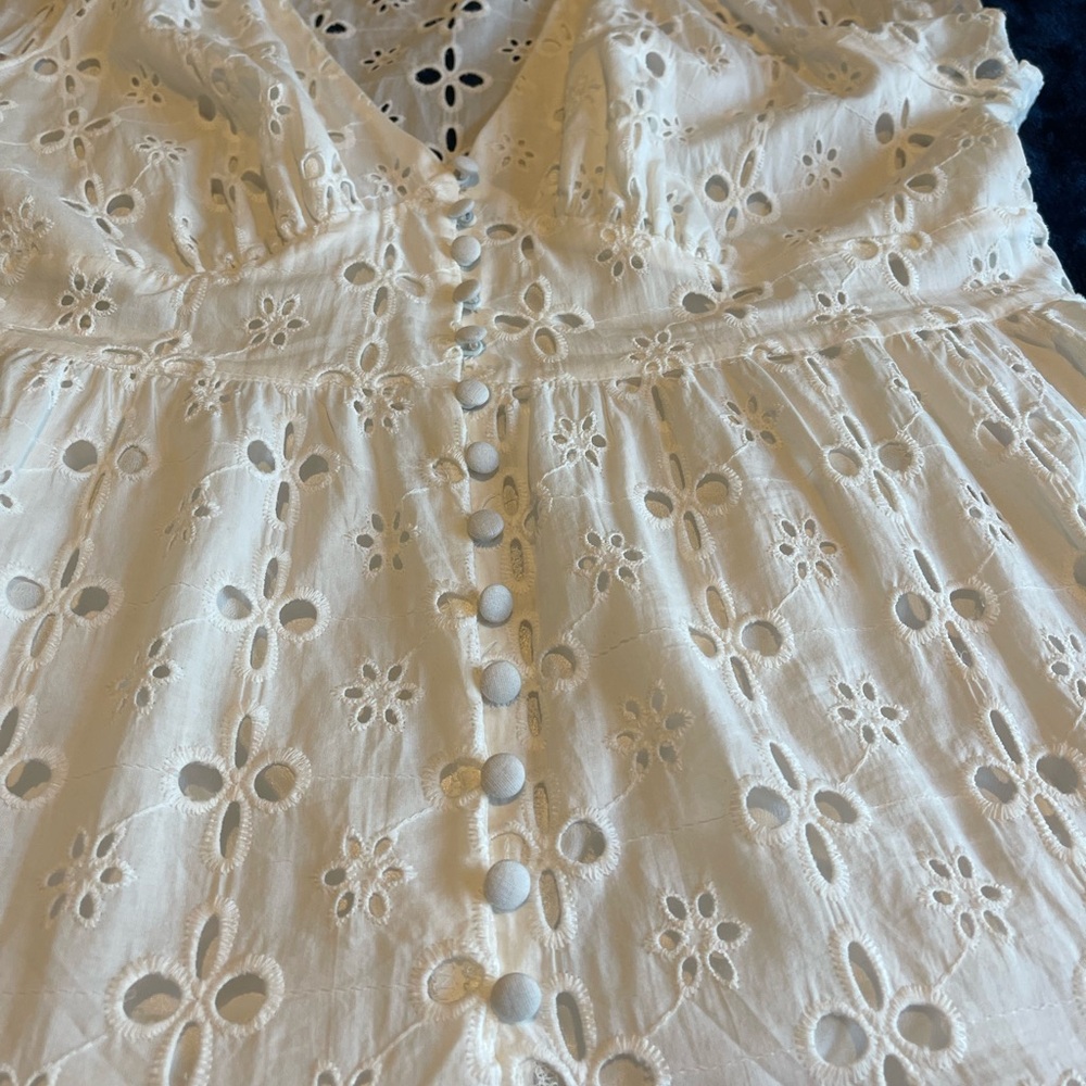 Forever 21 White Eyelet Dress Tea Length 1X - Picture 7 of 11